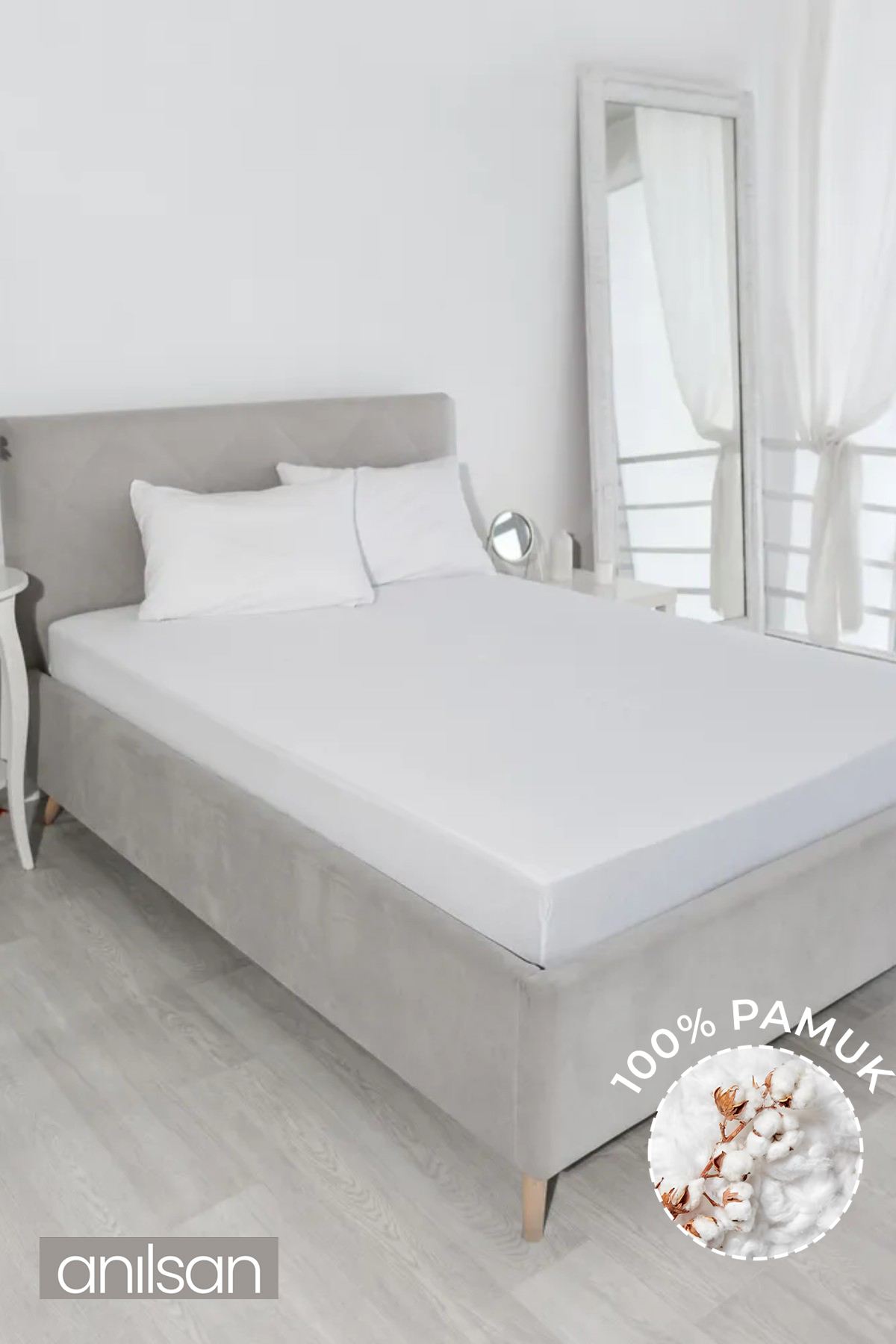 Düz Beyaz Çift/Tek Kişilik Lastikli Çarşaf %100 Pamuk,83 Tel