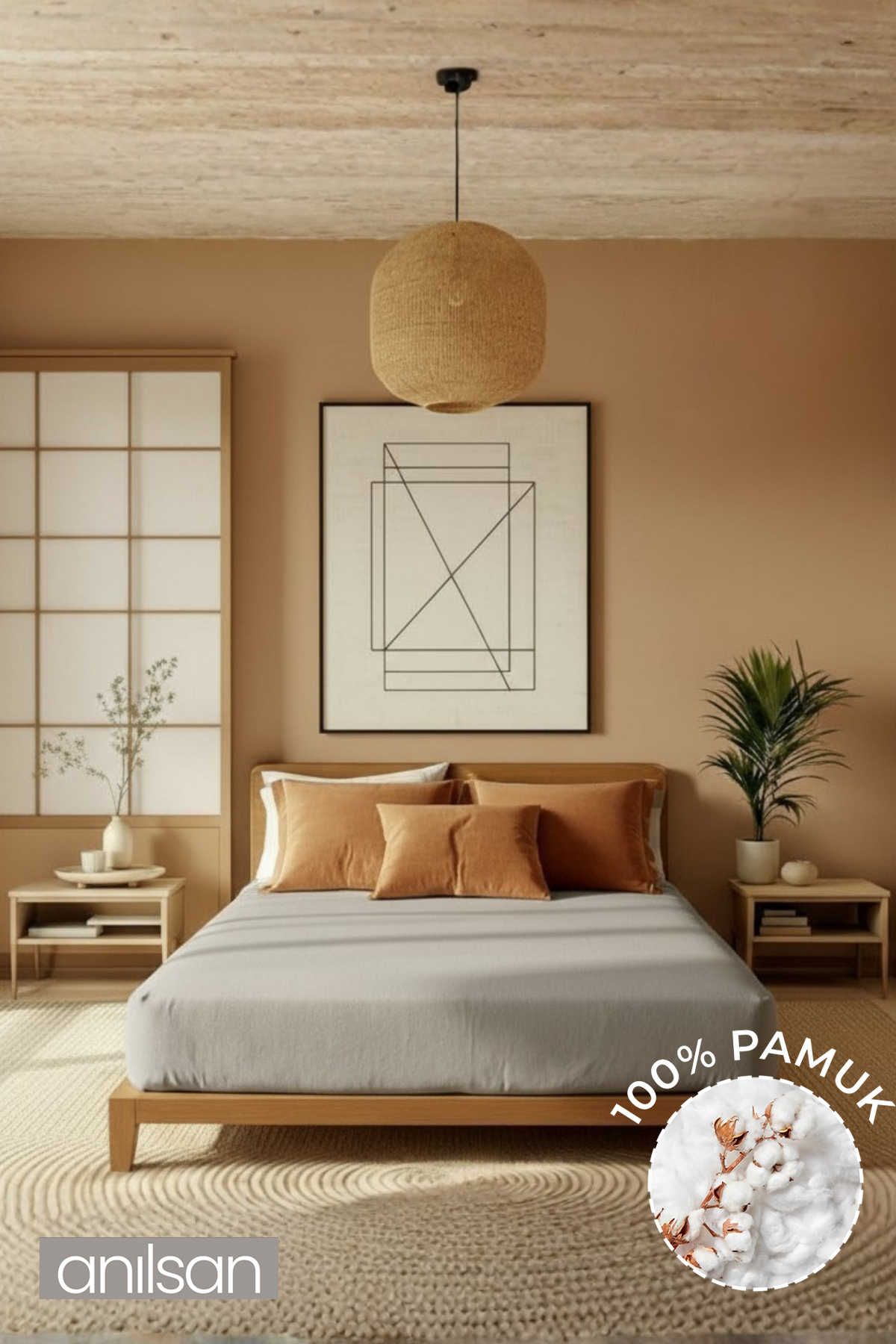 Camelia Tek Kişilik Düz Ranforce Lastikli Çarşaf - Taş %100 Pamuk