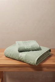 2'li Mint Yeşili Greek Havlu Seti %100 Pamuk - 1 Adet El Havlusu 50x90 Ve 1 Adet Banyo Havlusu 70x140