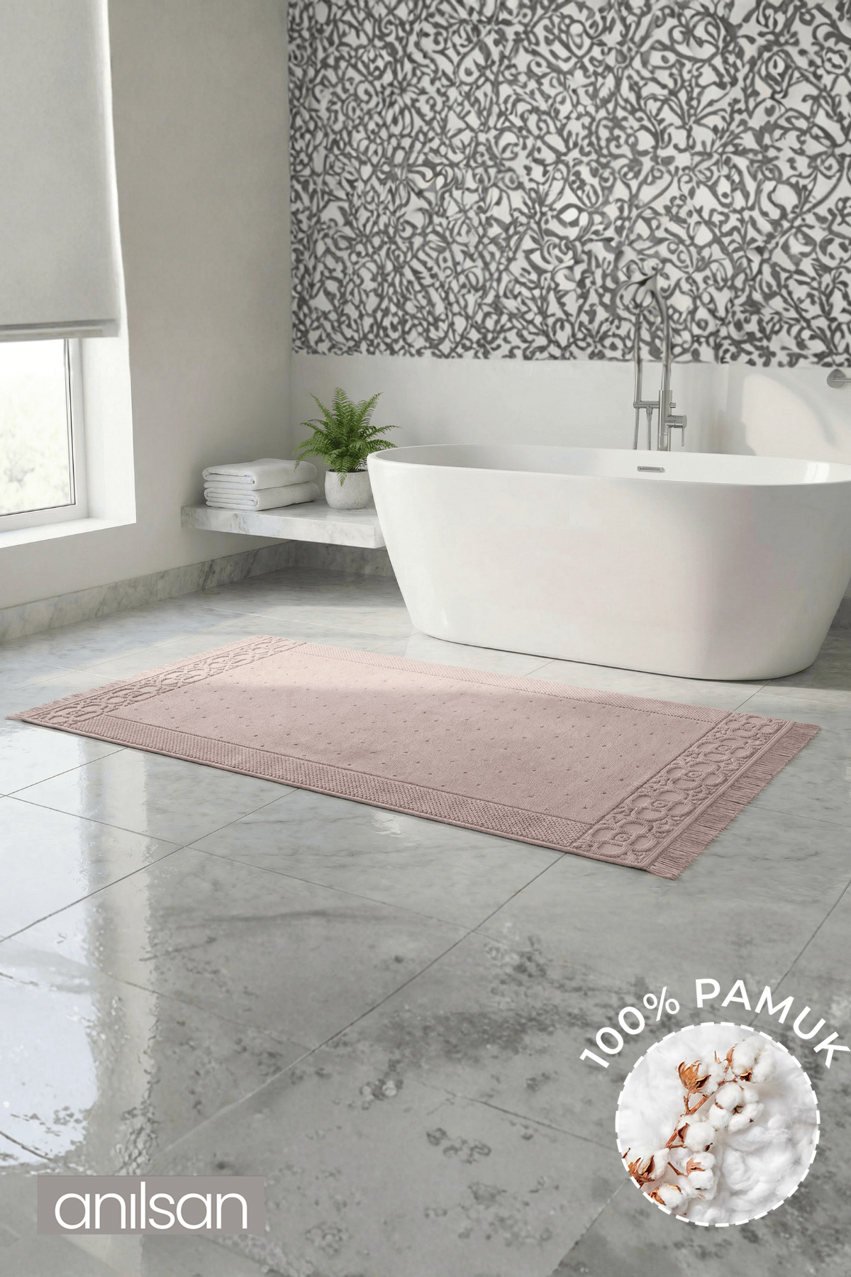 Fesun %100 Pamuk Ayak Havlusu - Pudra 70x130, 790 Gr