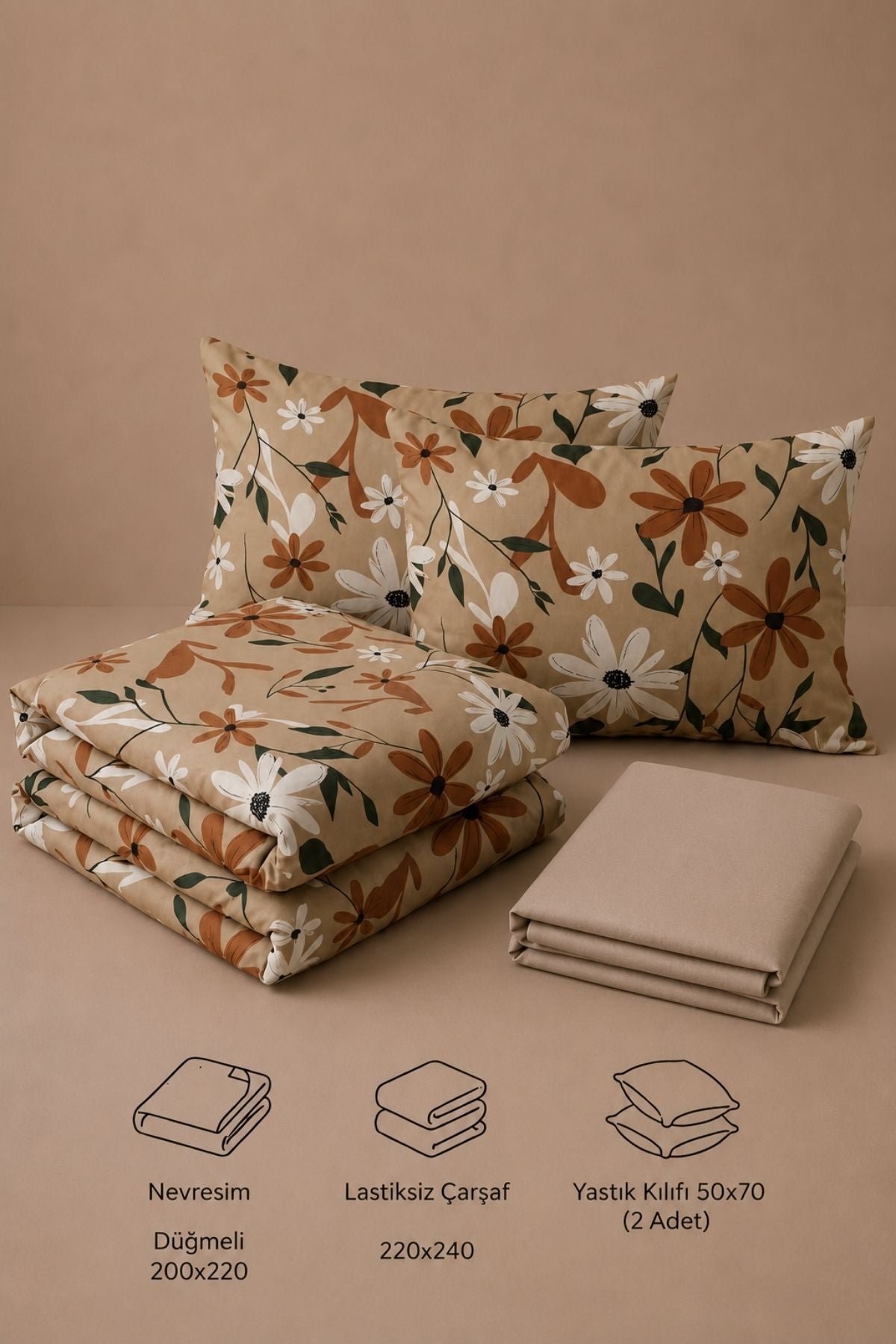 Floral Çift Kişilik Ranforce Nevresim Takımı %100 Pamuk