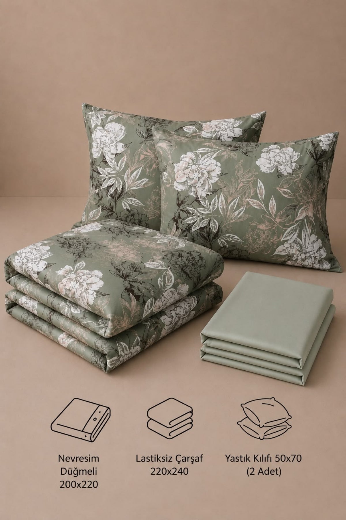 Gardenia Çift Kişilik Percale Nevresim Takımı %100 Pamuk