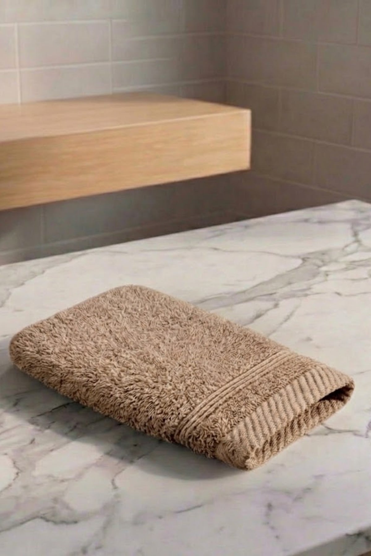 Havlu Banyo Kesesi 15x25cm -Bej %100 Pamuk