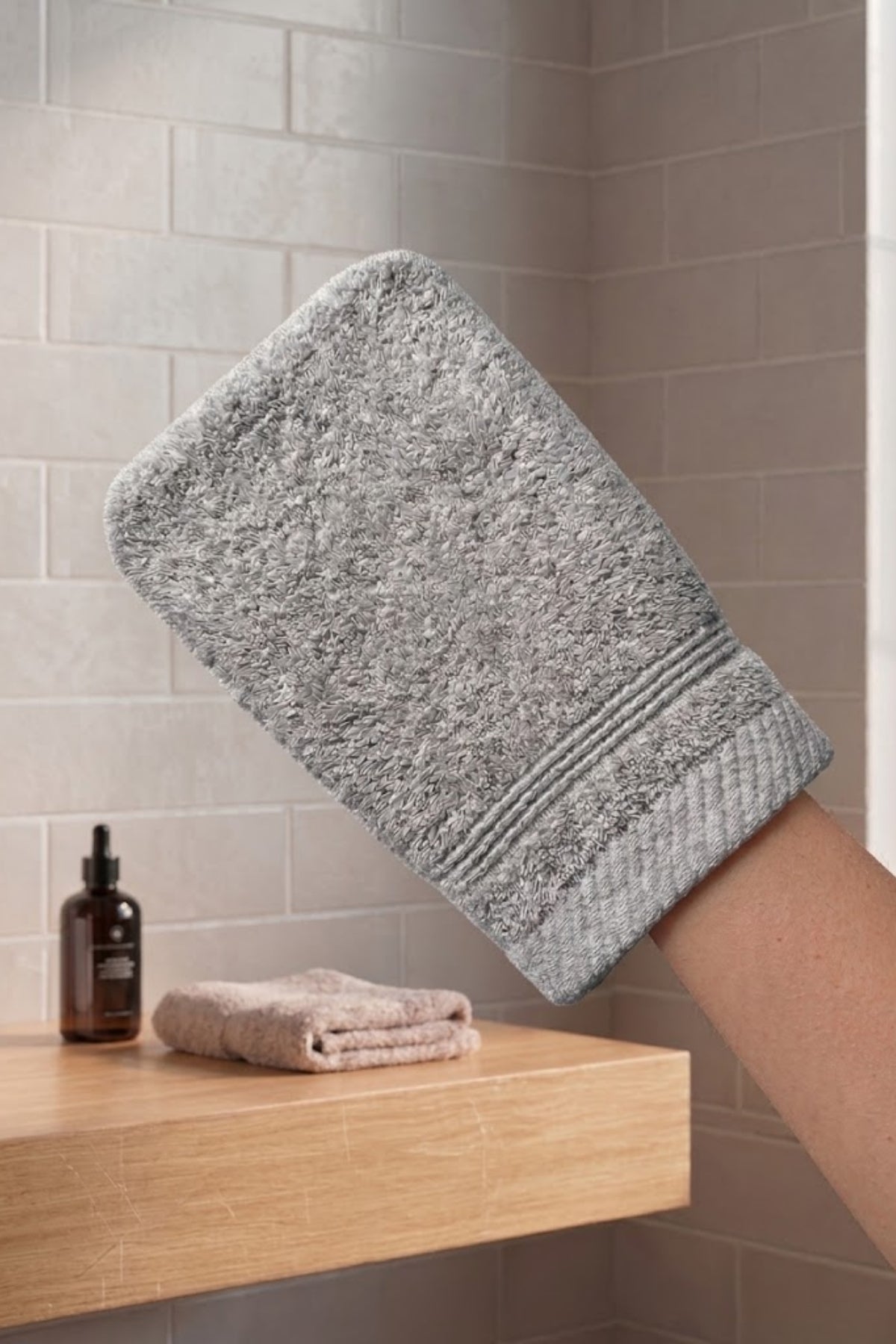 Havlu Banyo Kesesi 15x25cm -Gri %100 Pamuk