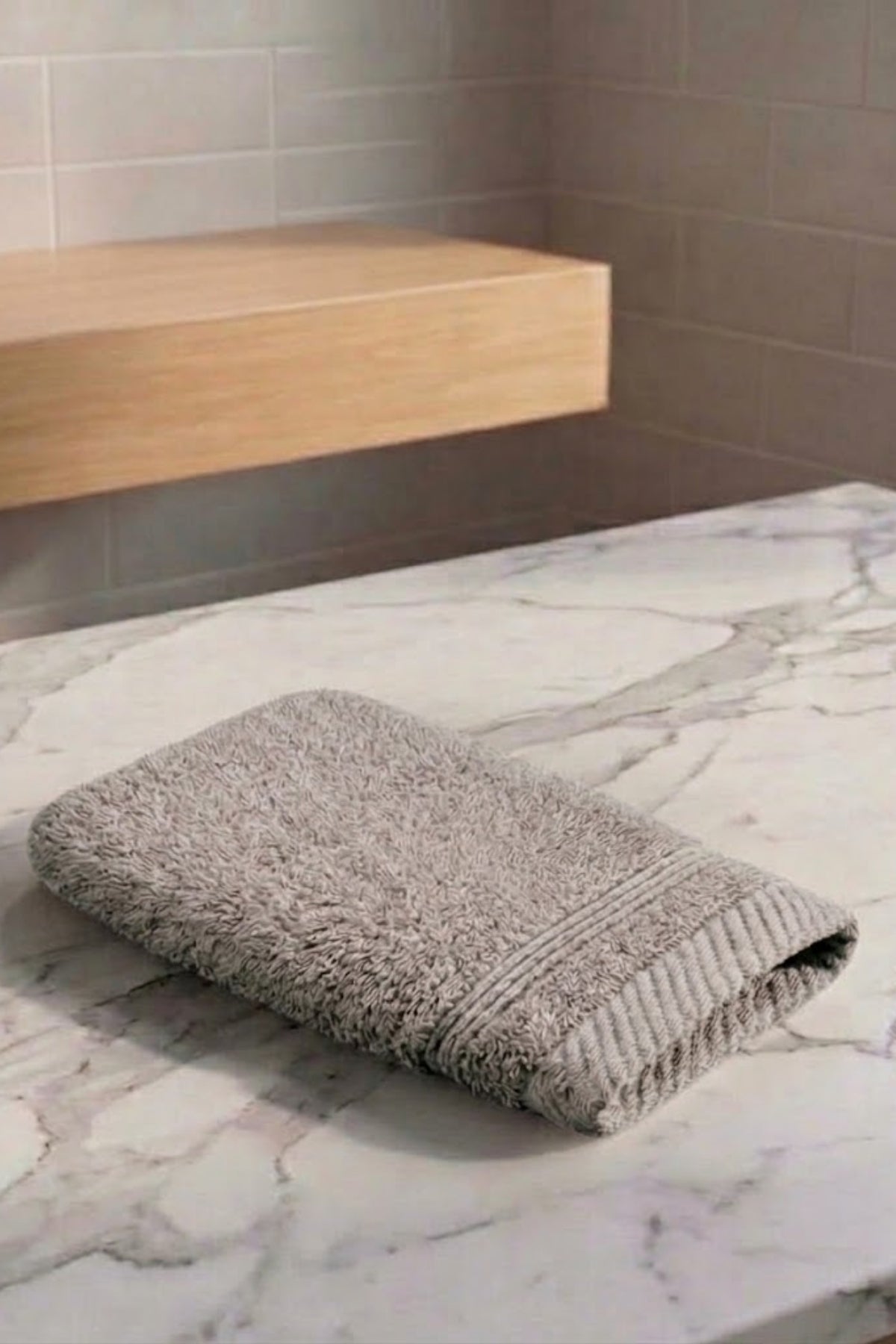 Havlu Banyo Kesesi 15x25cm -Gri %100 Pamuk