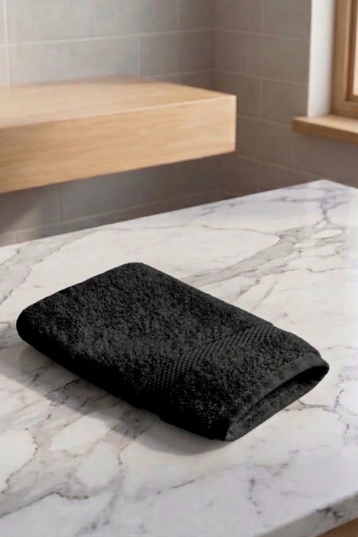 Havlu Banyo Kesesi 15x25cm -Siyah %100 Pamuk