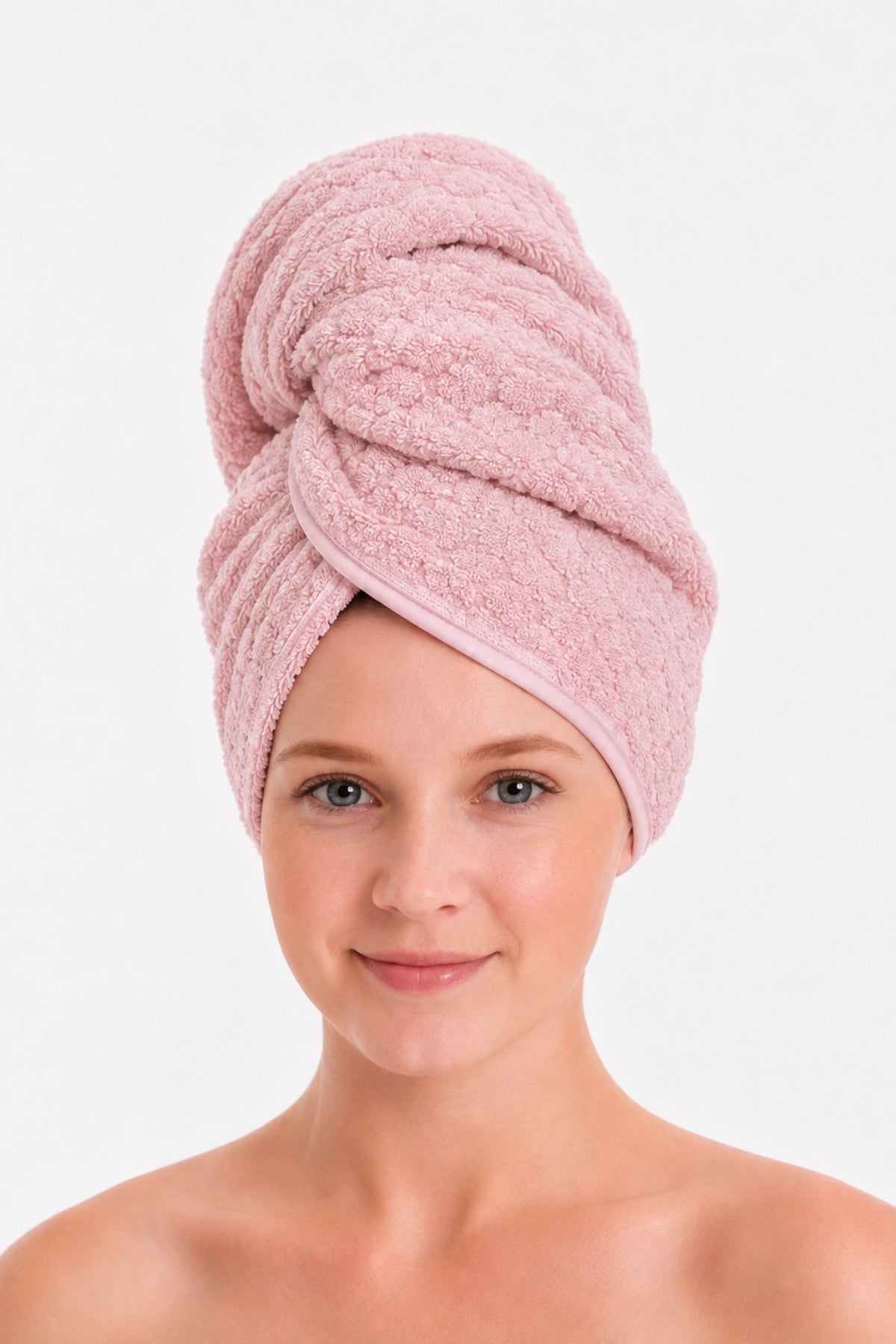 Saç Havlusu Pembe %100 Pamuk Saç Kurutma, Kurulama, Duş Banyo Baş Havlusu