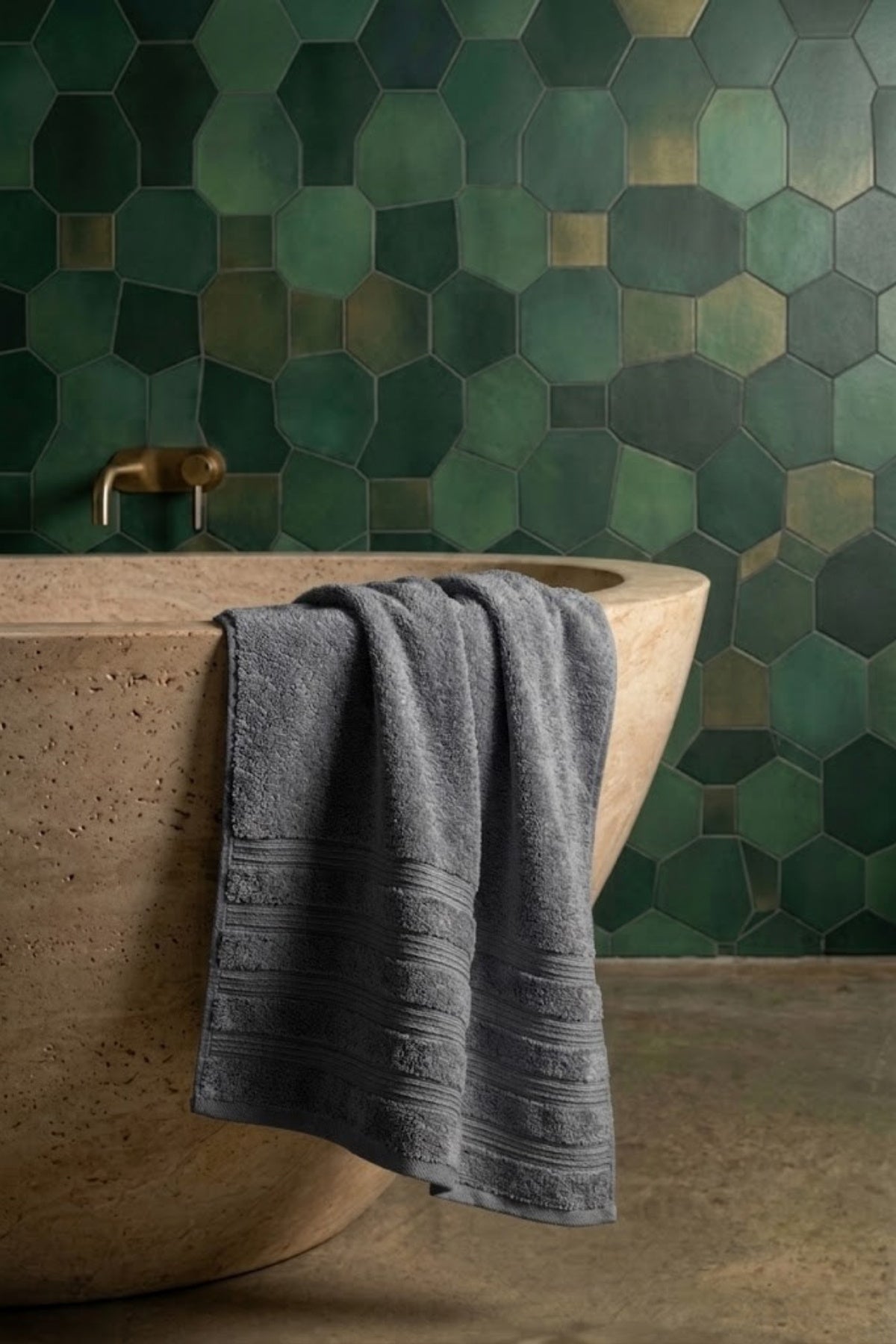 Işıl Premium Banyo Havlusu 70x140cm - Gri - %100 Pamuk - 600 gr/m2