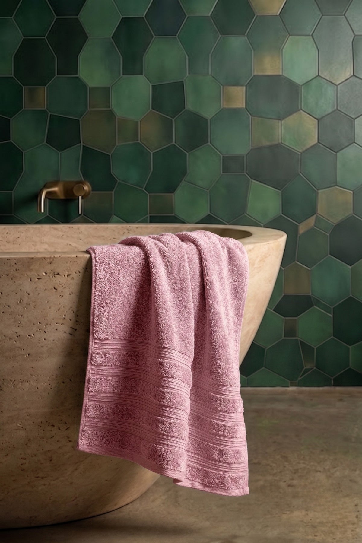 Işıl Premium Banyo Havlusu 70x140cm - Pembe - %100 Pamuk - 600 gr/m2