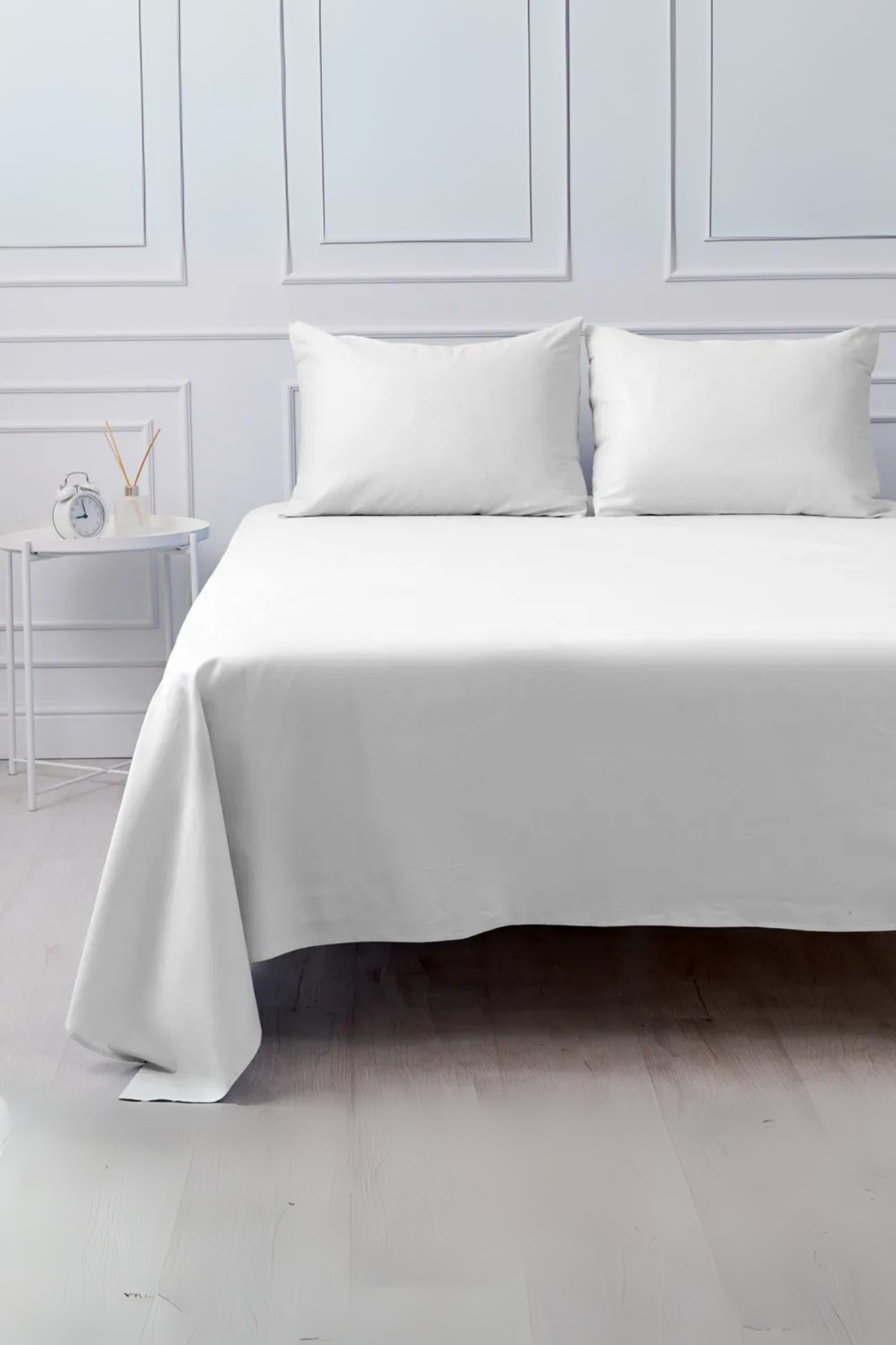 Camelia Tek/Çift Kişilik Düz Ranforce Lastiksiz Çarşaf - Beyaz %100 Pamuk