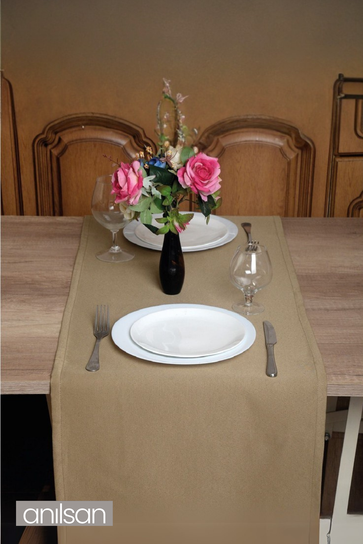 Arya Pamuk Polyester Runner - Kahverengi