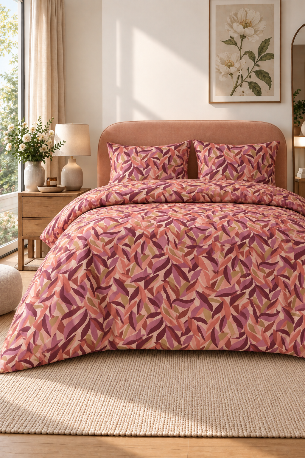 Leaves Çift Kişilik %100 Pamuk Percale Nevresim Takımı