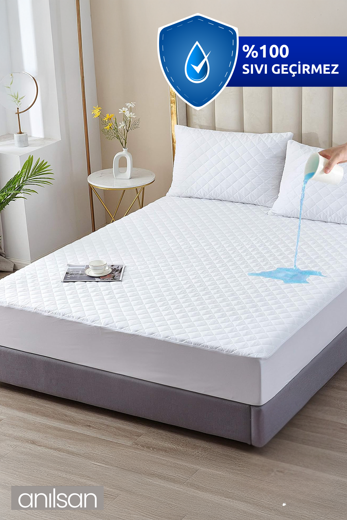 Mikro Kapitone Fitted Full Kenar Sıvı Geçirmez Yatak Koruyucu Alez