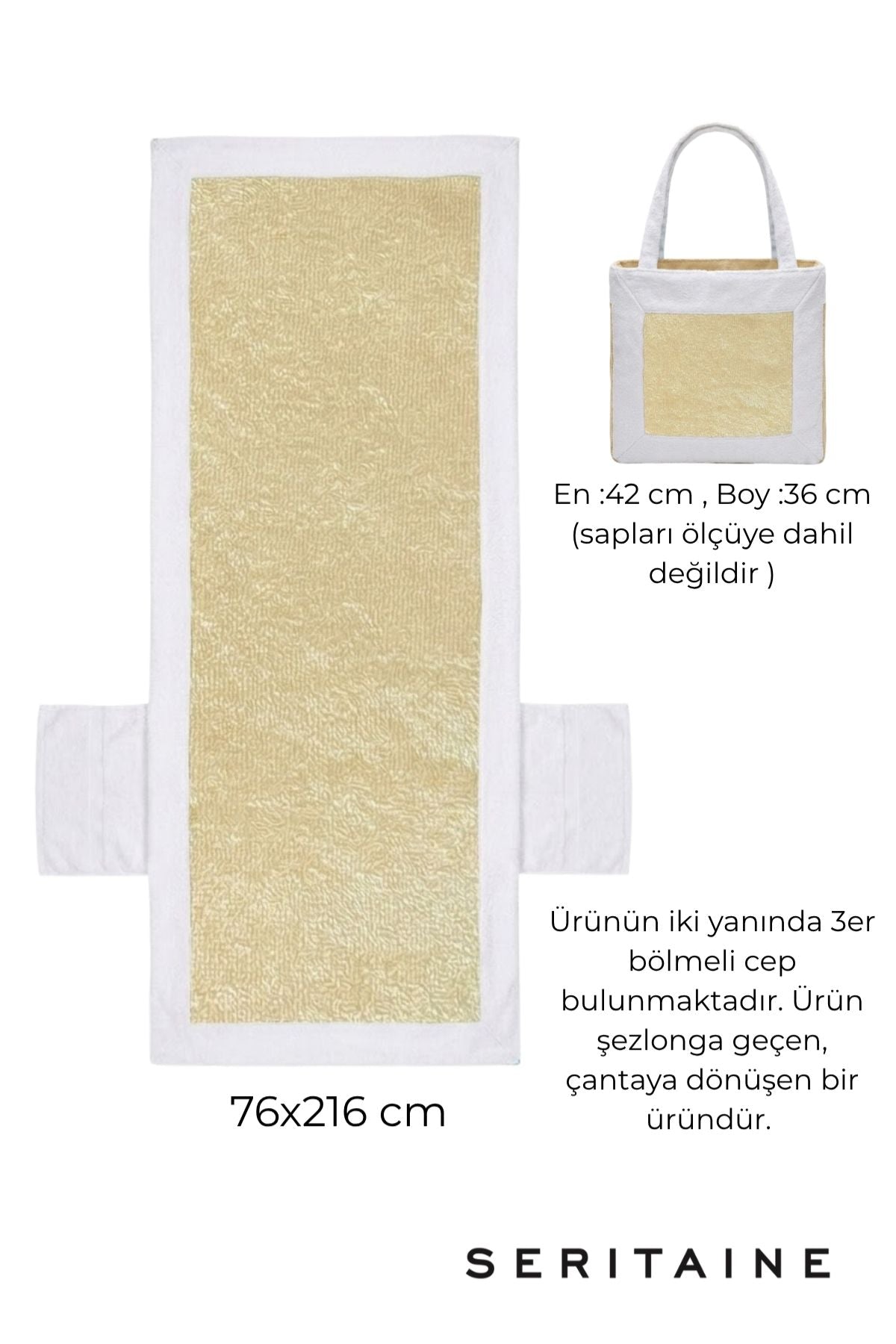 Mosso Şezlong Havlusu %100 Pamuk 76x216-Turkuaz