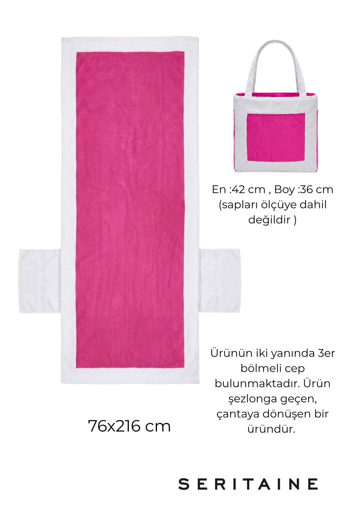 Mosso Şezlong Havlusu %100 Pamuk 76x216-Turkuaz