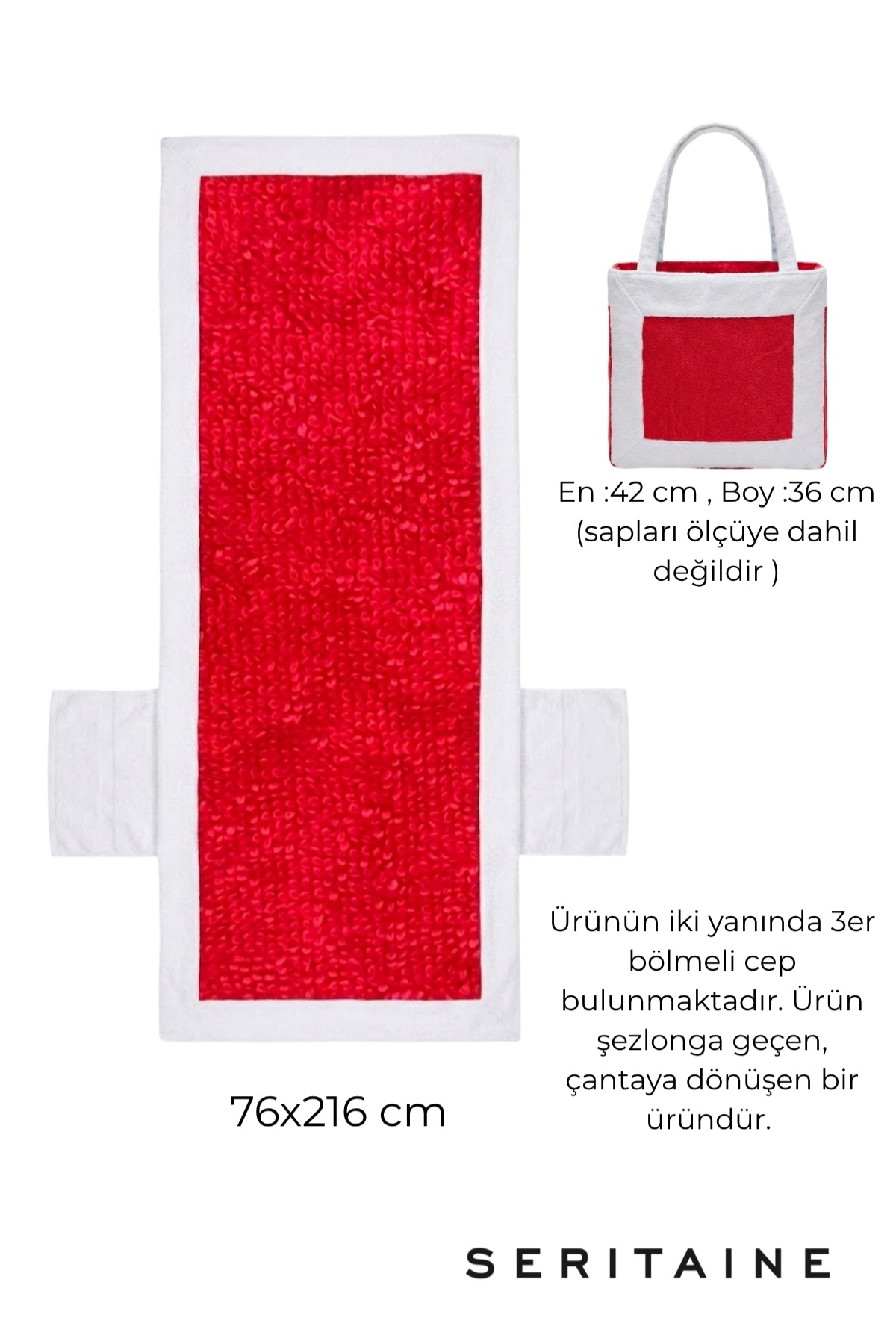 Mosso Şezlong Havlusu %100 Pamuk 76x216-Turkuaz
