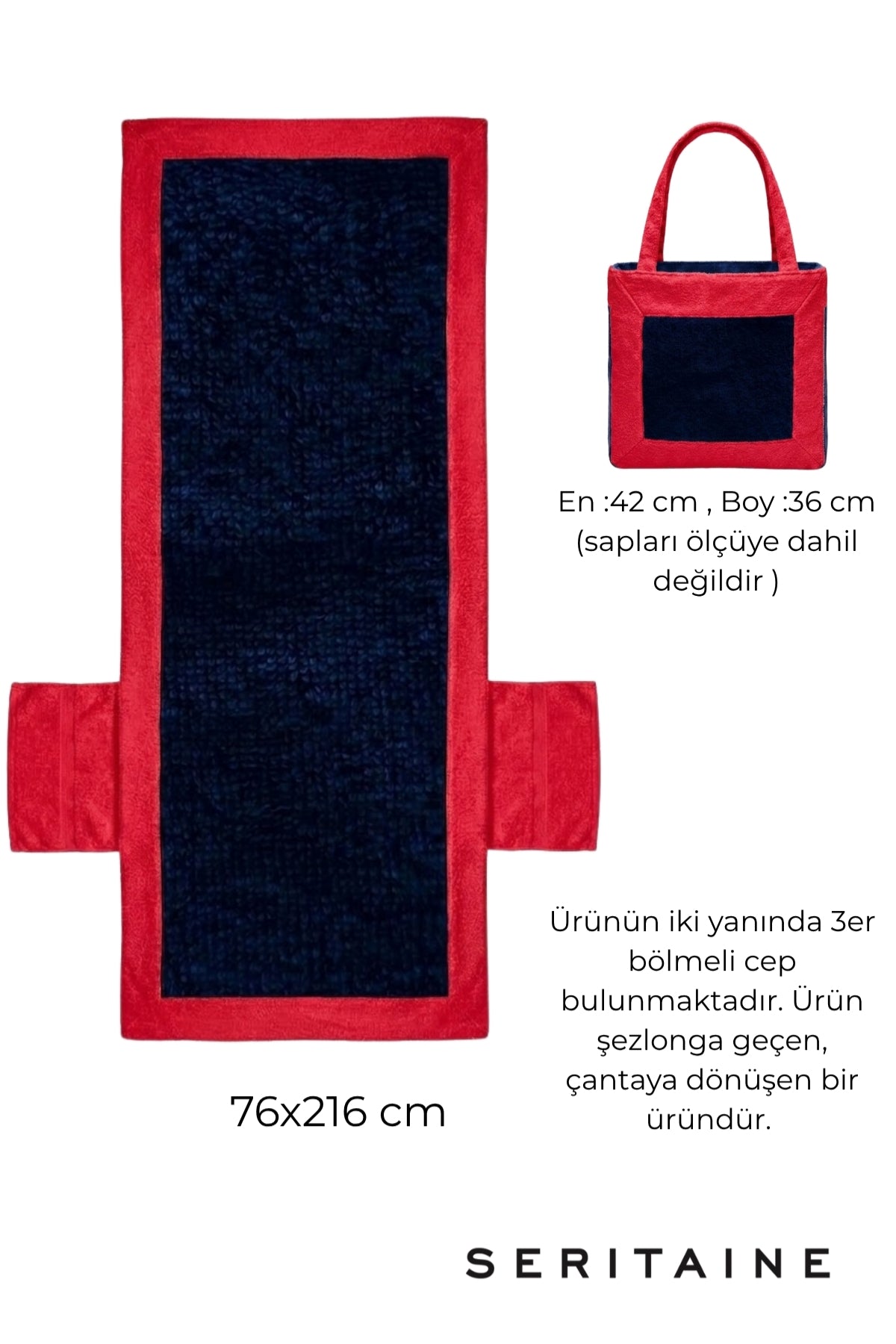 Mosso Şezlong Havlusu %100 Pamuk 76x216-Turkuaz