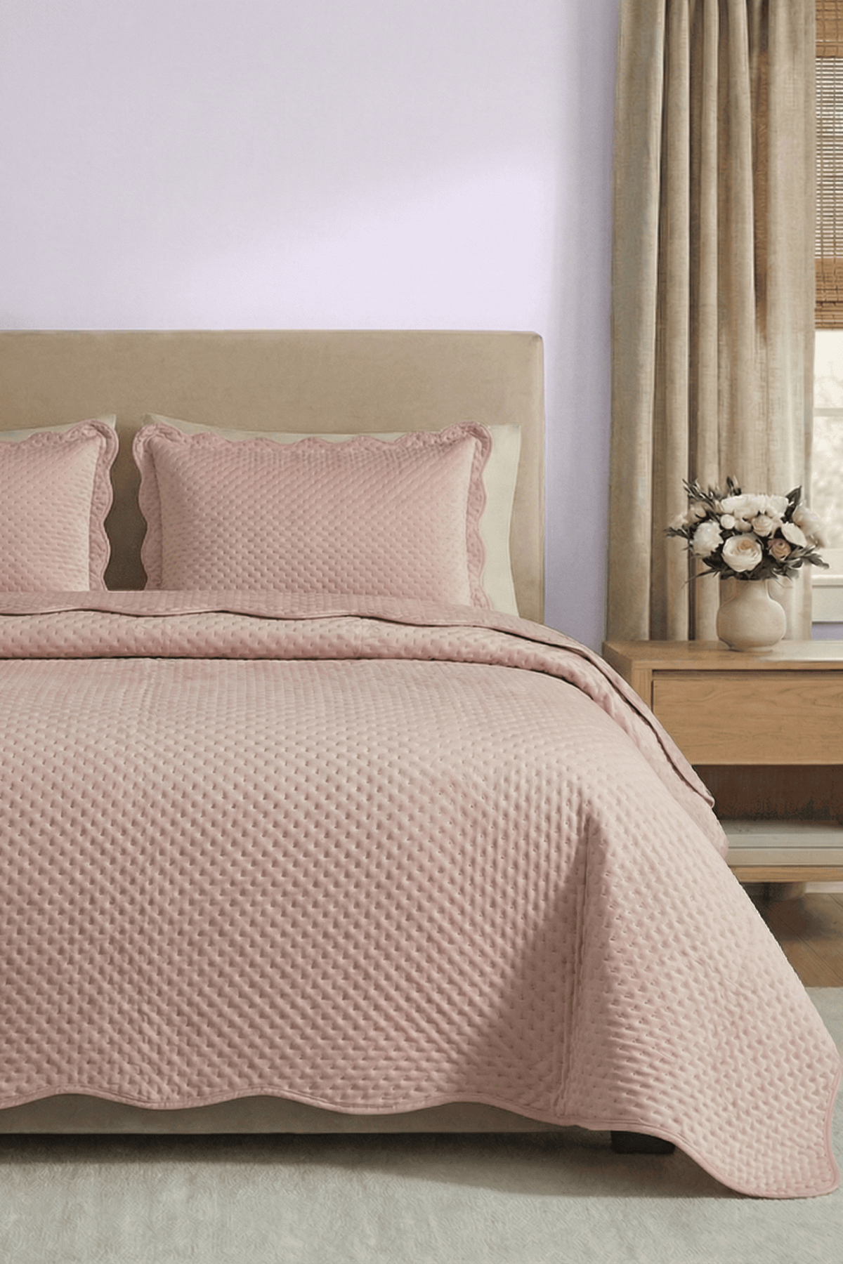 Roselle Çift Kişilik Yatak Örtüsü Takımı - Pembe