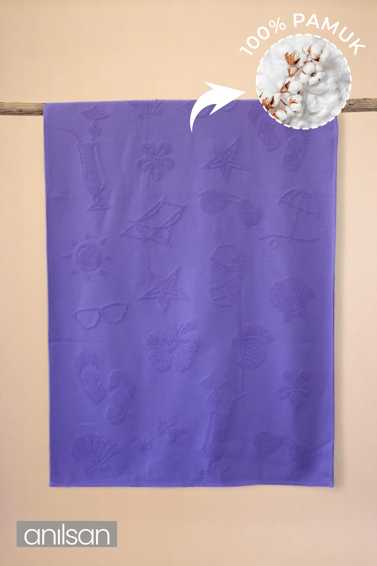 Nuvira Plaj Havlusu %100 Pamuk 75x150 Mor