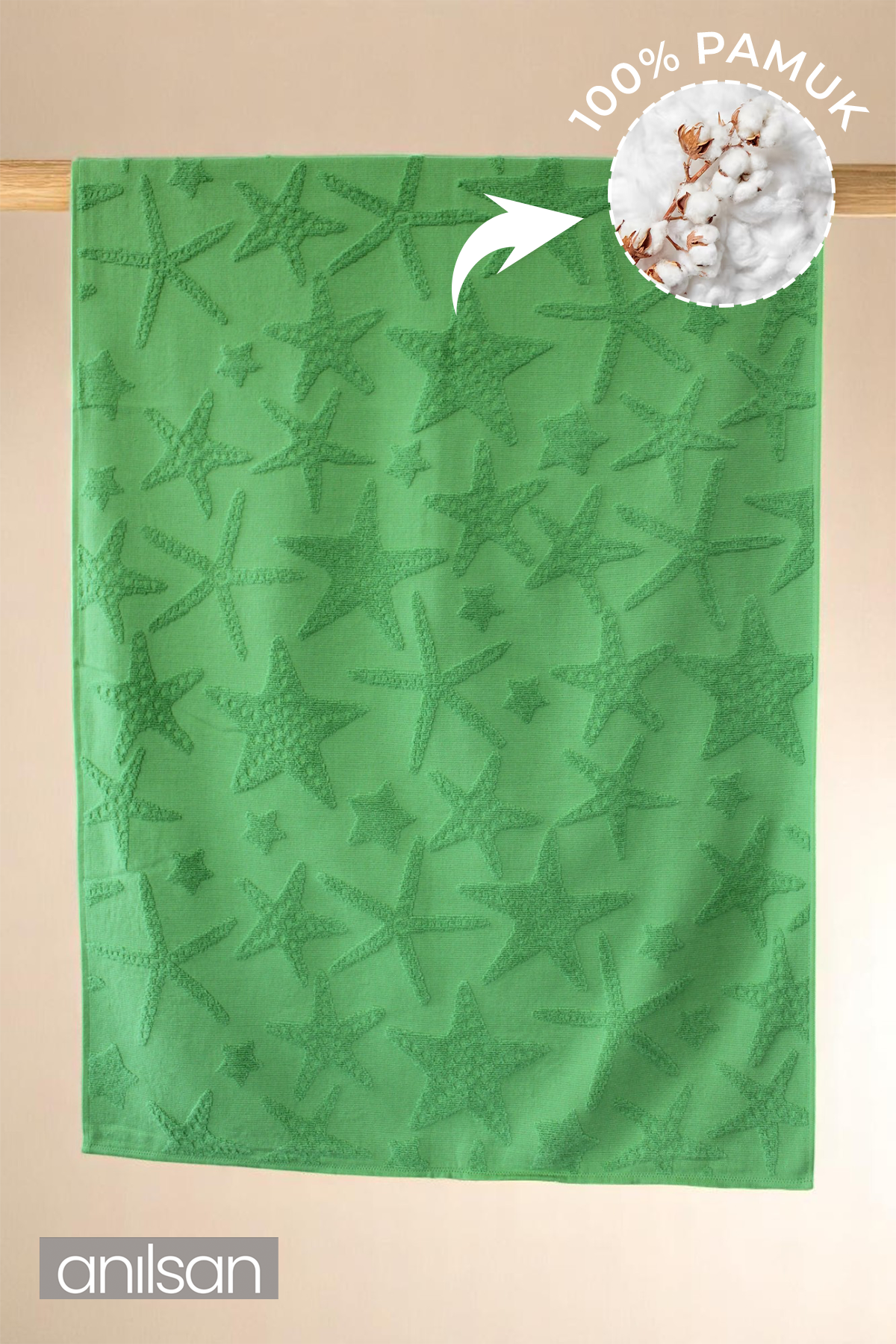 Velmo Plaj Havlusu %100 Pamuk 75x150 Yeşil