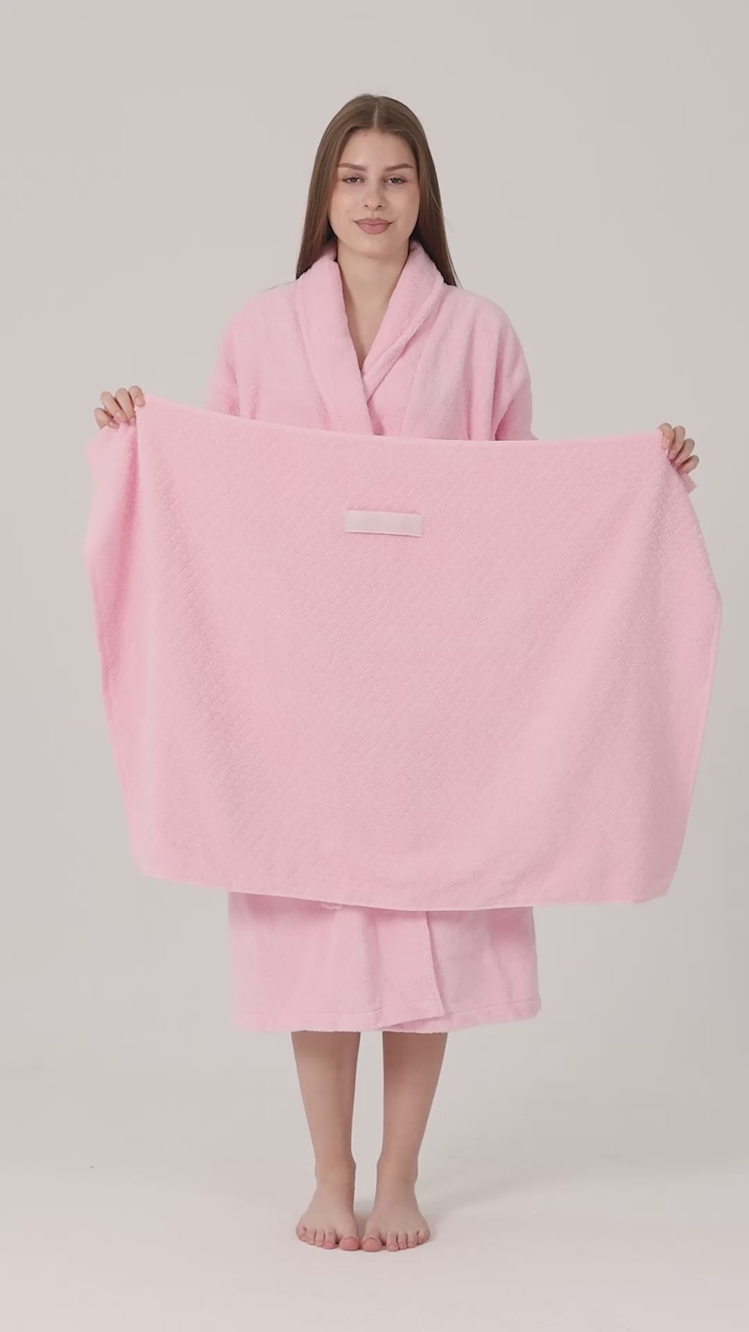 Videoyu aç: Saç Havlusu Pembe 67-102 cm %100 Pamuk Saç Kurutma, Kurulama, Duş Banyo Baş Havlusu