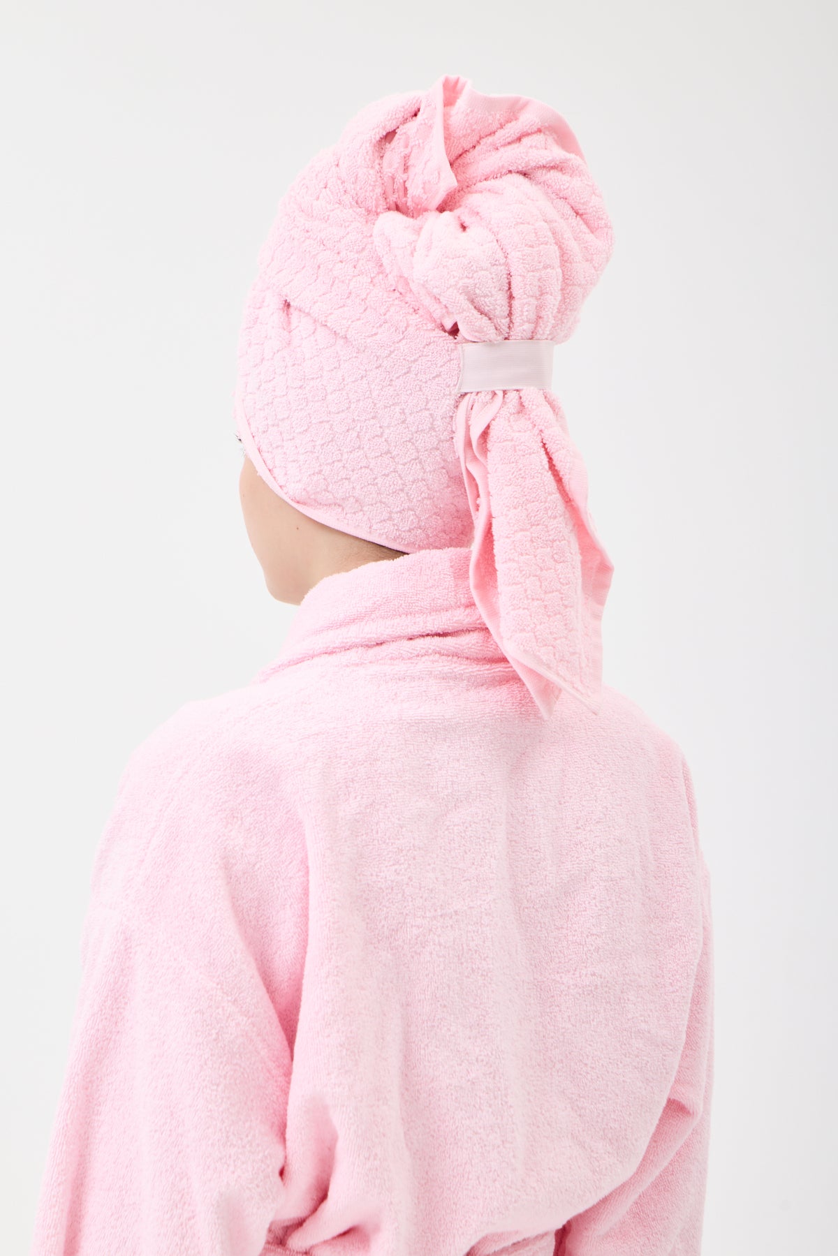 Saç Havlusu Pembe 67-102 cm %100 Pamuk Saç Kurutma, Kurulama, Duş Banyo Baş Havlusu