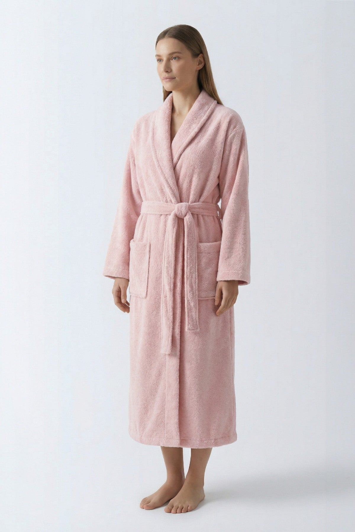 Şalyaka Bornoz Pembe %100 Pamuk Unisex Spa Için Ideal Kadın/Erkek