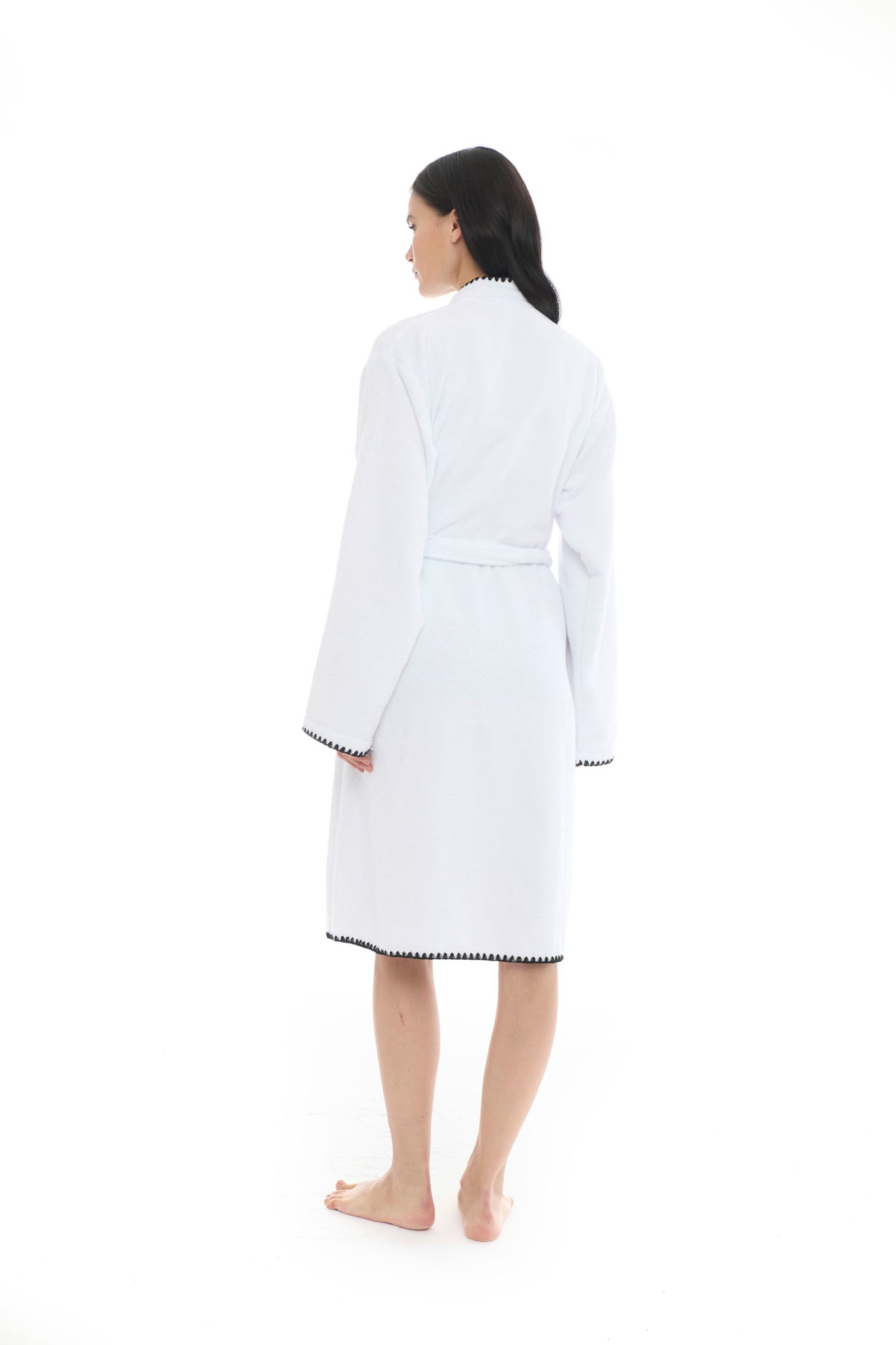 Athena Kimono Kadın Bornozu- Beyaz %100 Pamuk