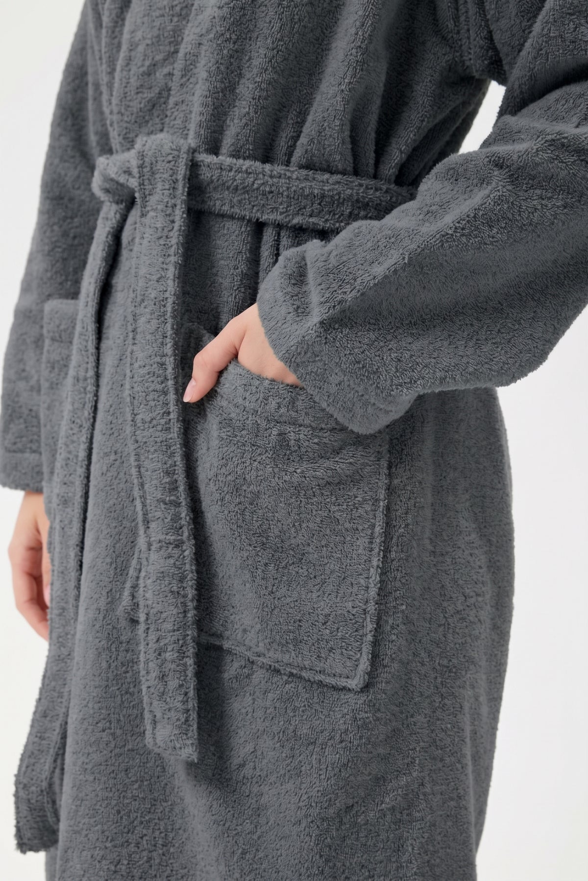 Şalyaka Bornoz Antrasit %100 Pamuk Unisex Spa Için Ideal Kadın/Erkek