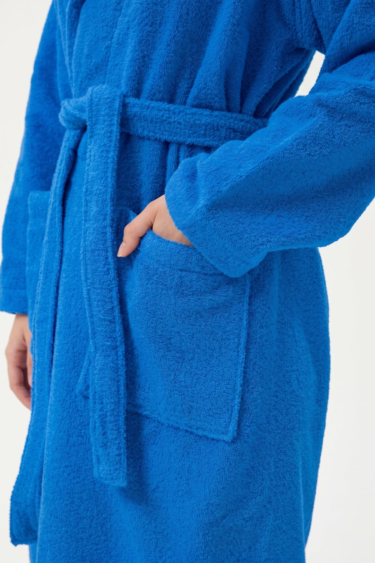 Şalyaka Bornoz Koyu Turkuaz %100 Pamuk Unisex Spa Için Ideal Kadın/Erkek