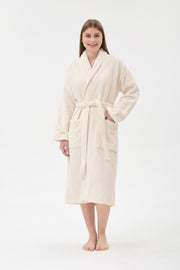 Şalyaka Bornoz Krem %100 Pamuk Unisex Spa Için Ideal Kadın/Erkek