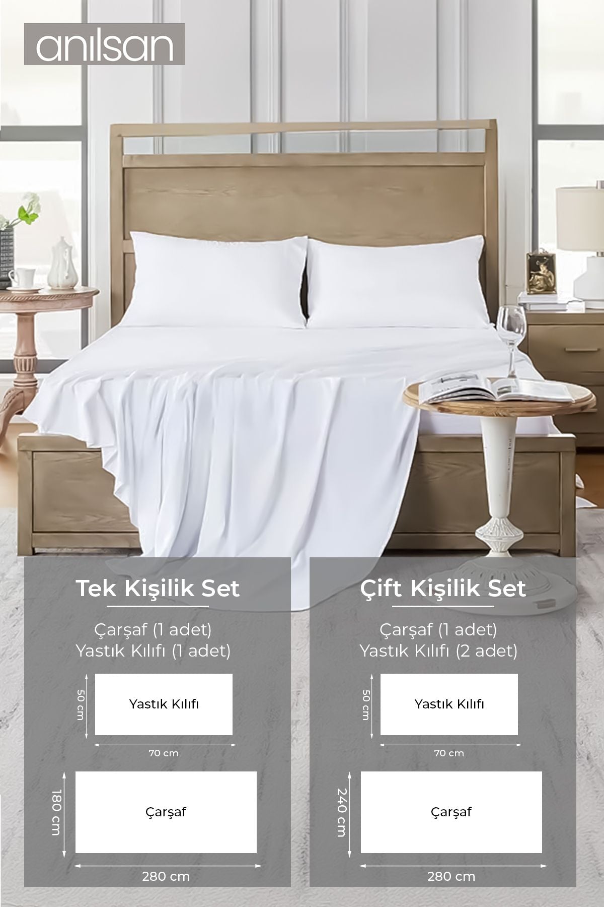 Yasmin Çizgili Çift Kişilik Çarşaf Set - %100 Pamuk