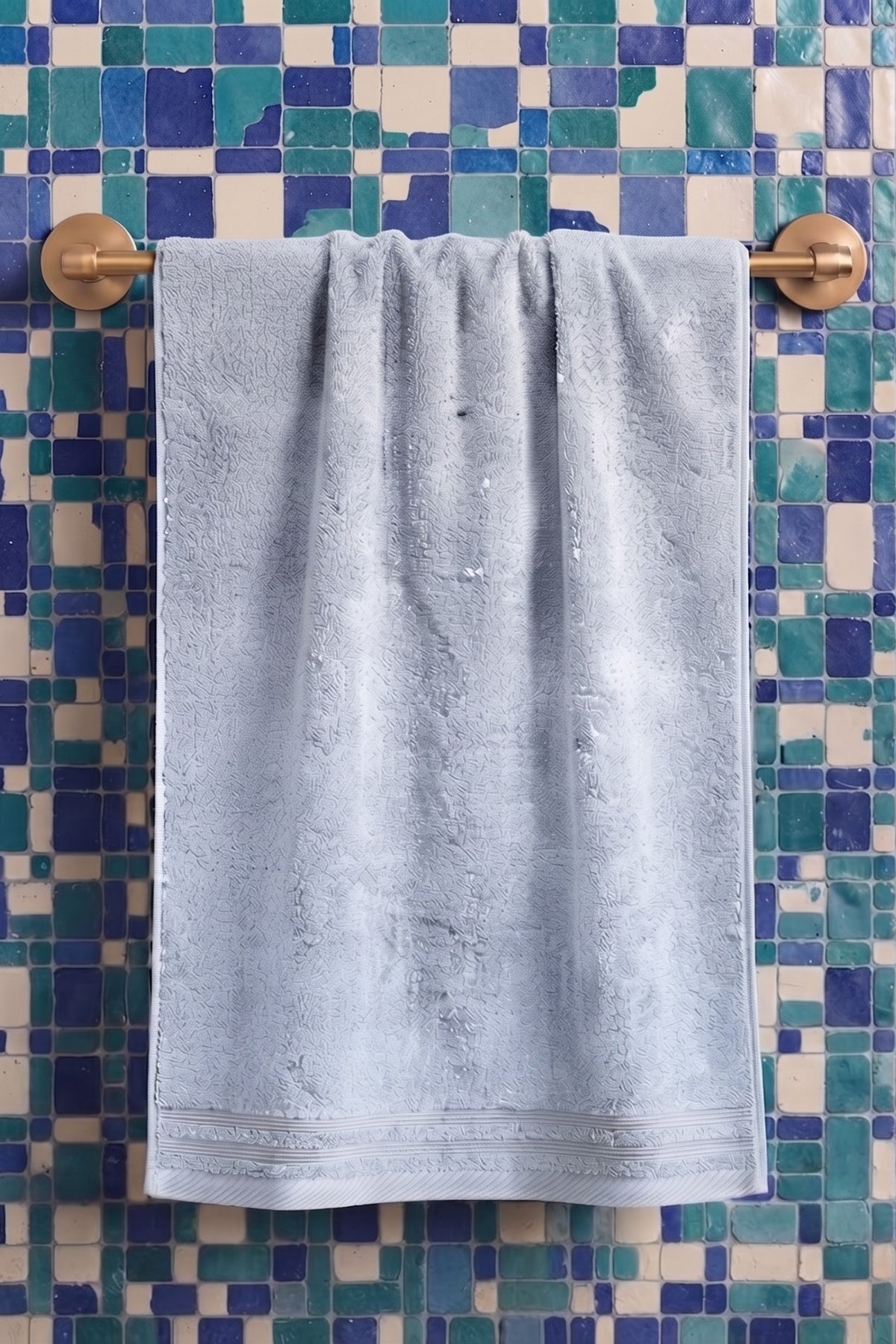 Yaz Banyo Havlusu 70x 140 cm - Açık Gri - %100 Pamuk