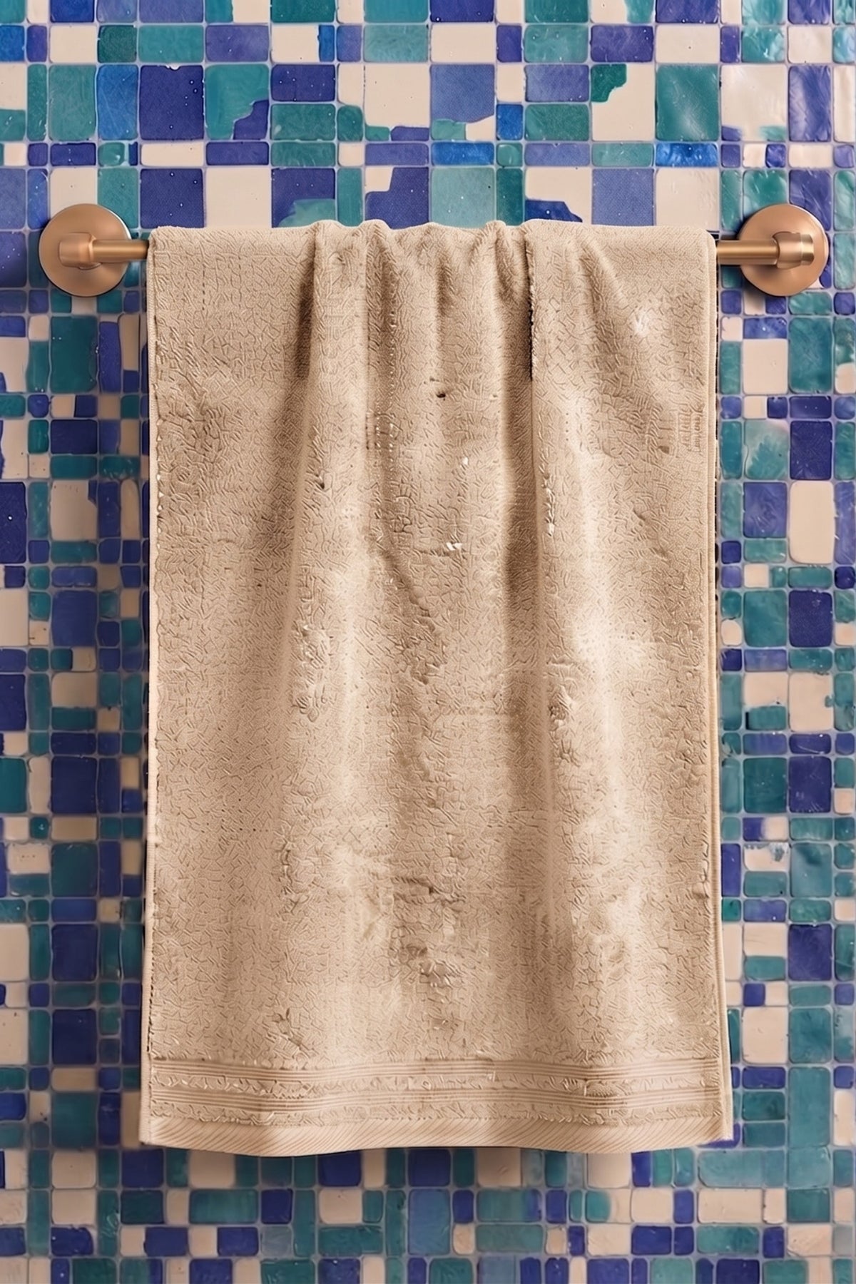 Yaz Banyo Havlusu 70x140 cm - Bej %100 Pamuk