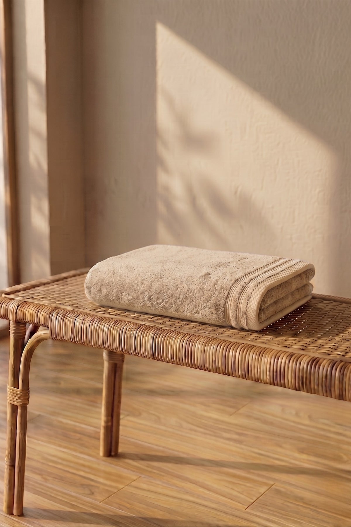 Yaz Banyo Havlusu 70x140 cm - Bej %100 Pamuk