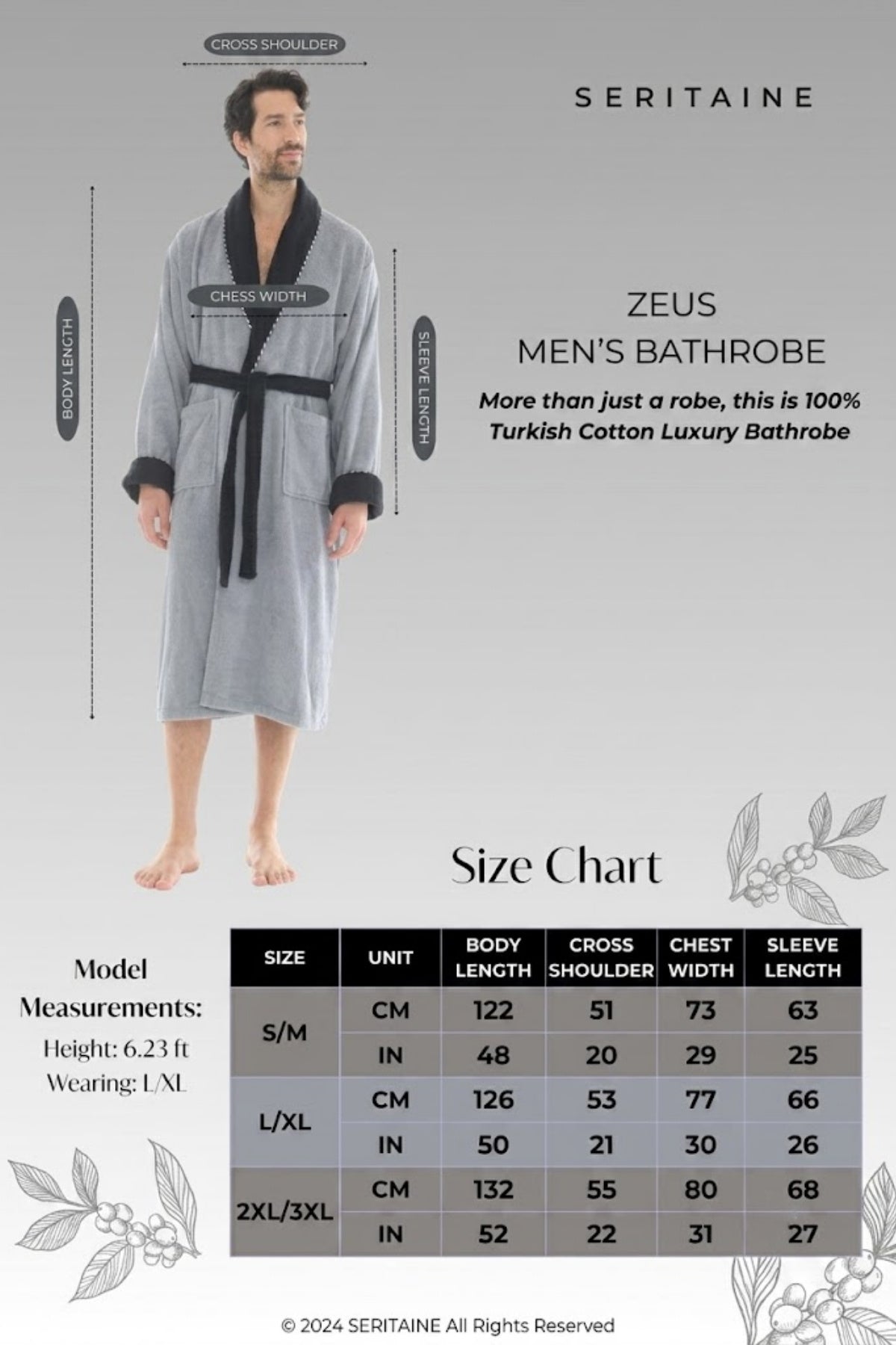 Zeus Şalyaka Erkek Bornozu - Fitilli Gri - Siyah Yakalı %100 Pamuk