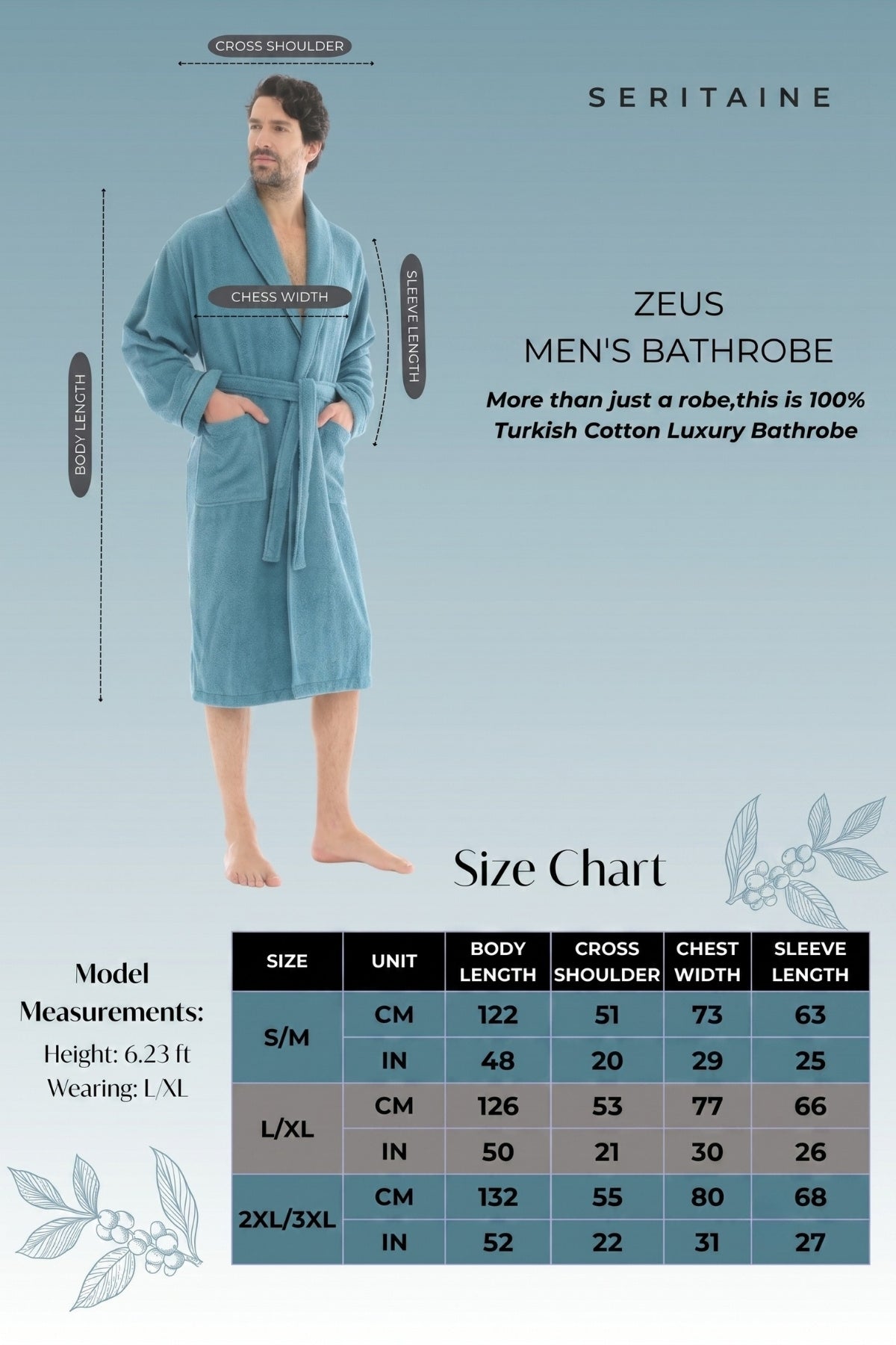 Zeus Şalyaka Erkek Bornozu - Gri %100 Pamuk