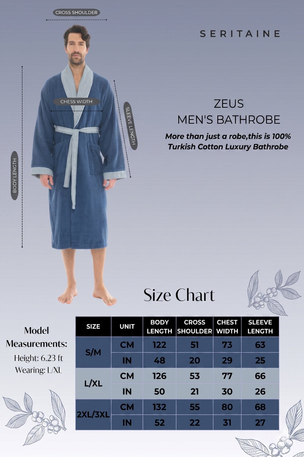 Zeus Şalyaka Erkek Bornozu - Gri %100 Pamuk