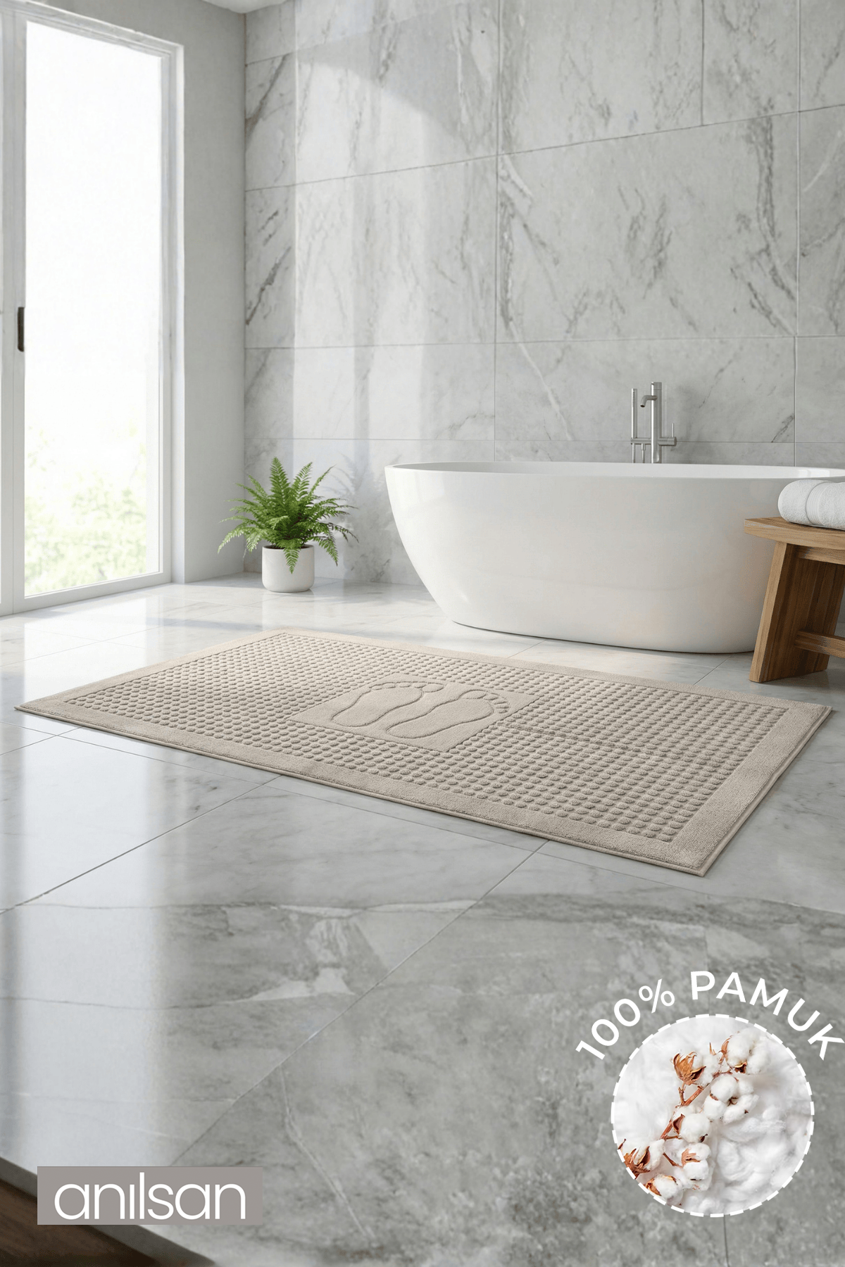 Zivra %100 Pamuk Ayak Havlusu - Vizon 60x130, 690 Gr